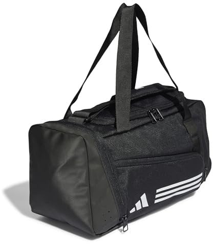 adidas Unisex Essentials 3-Stripes Duffel Bag, Black/White, XS