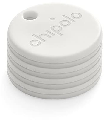 Chipolo ONE Point - 4 Pack - Schlüsselfinder, Bluetooth Tracker für Schlüssel, Tasche - Funktioniert mit Mein Gerät Finden von Google-App (nur für Android) Schmutzig Weiß