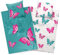 Aminata kids Bettwäsche 135x200 Schmetterling Kinder Mädchen Baumwolle Schmetterlinge türkis grün | YKK Reißverschluss | Tier-Motiv Blumen - Kinder-Wende-Bettwäsche-Set