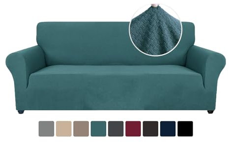 Ystyle Housse Canapé 3 Places avec Accoudoirs, Extensible Housses de Canapé, Universelle Housse Canape Protection Chat Chiens Griffures, Housse Fauteuil Antidérapante, Turquoise