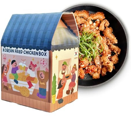 EasyCookAsia Little House Korean Fried Chicken Box - Tempurapulver, Gochujang, Sesamöl, Sesamsamen - Authentisches koreanisches kulinarisches Erlebnis für 2~4 Personen (Korean Fried Chicken)