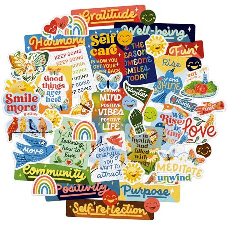 Navy Peony Strahlendes Leben Vision Board Aufkleber (45 Stück) – Lebendige, positive Community-Building-Sticker für Planer, Journale und Scrapbooks