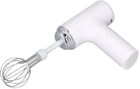 Batteur à œufs électrique Luqeeg, Batteur à Main, Fouet à œufs Portatif, Mélangeur électrique sans Fil pour la Cuisine, 3 Vitesses, Blanc, Métal et ABS