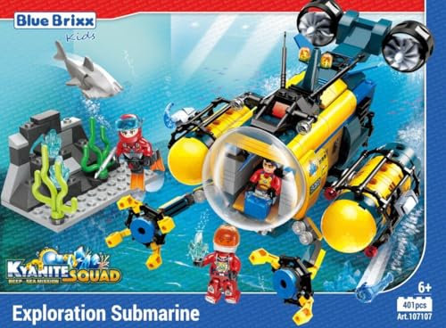 BlueBrixx Kids 107107 – Kyanite Squad Deep Sea: Erkundungs-U-Boot aus Klemmbausteinen mit 401 Bauelementen