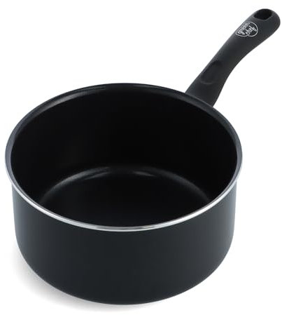 GreenChef Diamond Cocotte Saine en Céramique Non-Adhérente 16 cm/ 1,6 Litre, Sans PFAS, Convient à l'induction, Va au four jusqu'à 160˚C, Lavable au lave-vaisselle, Noir