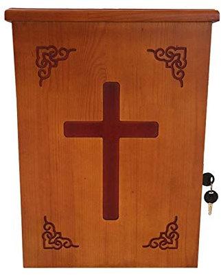 UGCEYIKJ Wandmontierte Briefkästen Wandmontierter/freistehender Briefkasten mit doppeltem Verwendungszweck Massivholz-Sammelspendenkasten Kirchenangebot Münzsammel-Spendenkasten