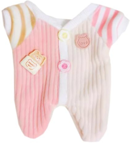 niannyyhouse 10 cm ~ 15 cm 20 cm Plüschpuppenkleidung, Einteiler, Colorblocking, Krabbelanzug, Puppe, Verkleiden (Rosa, 20 cm)