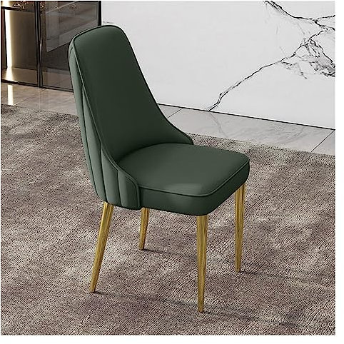 Gepolsterte Leder-Esszimmerstühle, Mid-Century Modern Esszimmerstuhl mit Rückenlehne, stilvolle, Elegante Wohnzimmer-Akzent-Sessel, Küchenstuhl mit goldenen Beinen (Farbe: Grün)