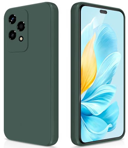 GiiYoon Coque pour Honor 200 Lite 5G Case en Silicone, Etui de Protection Antichoc Etui Housse Silicone Ultra-Mince avec Couche Intérieure en Fibre et Protection pour Caméra, Vert