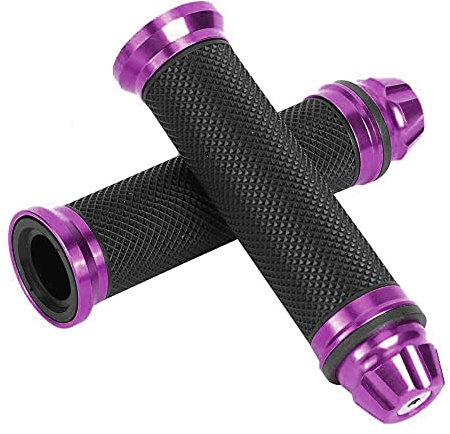 Manopole per Moto, Manopole per Manubrio in Gomma Alluminio CNC per Moto, Manopole per Manubrio Antiscivolo 7/8 Manopole per Manubrio Moto Universali Bici Bicicletta(viola)