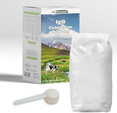 ALIBOOSTER Colostrum IgG Pulver 300 g – Mischung aus Kolostrum und Milchpulver – natürliche Quelle von Proteinen, Calcium und Mineralien – ohne Konservierungsstoffe