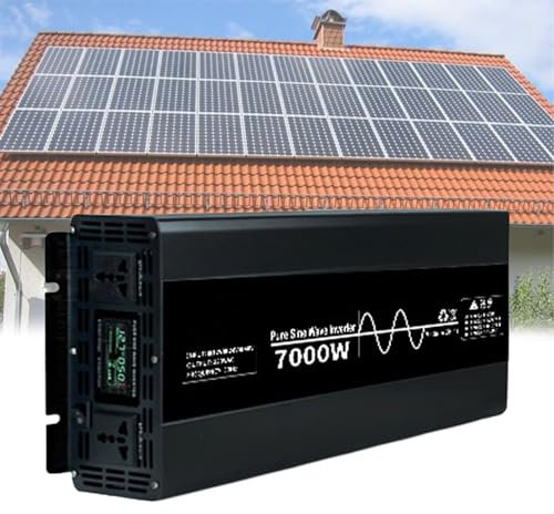 Chargeur D'Onduleur à Onde SinusoïDale Pure 7000w/10000w, 12v 24v 48v DC à 110v 220v AC, Chargeur D'Onduleur Solaire Hors RéSeau pour Camping, Bateau, Maison avec éCran LCD,7000w-12vto220v