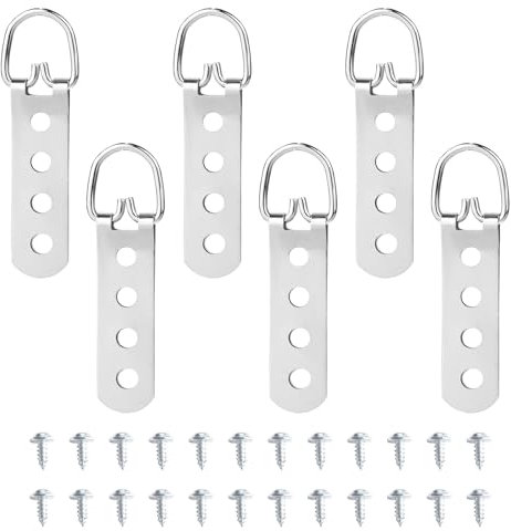 Set di 6 ganci per foto con anello a D, Ganci ad anello a D resistenti, Gancio a D per quadri e specchi, Ideali per Montaggio Sicuro