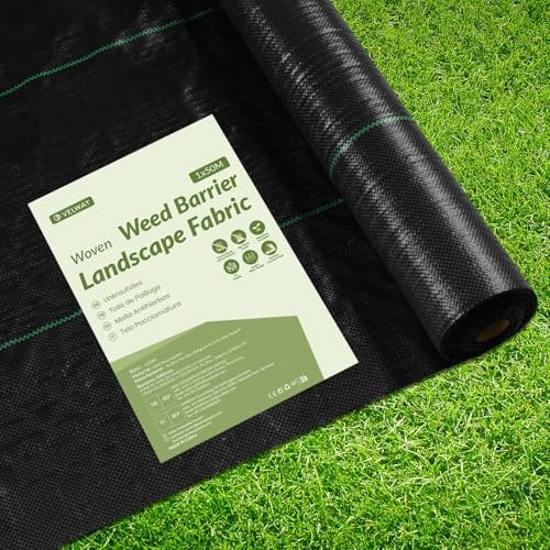 Velway Weed Control Membrane Heavy Duty - 1x50M Weed Control Barrier Fabric Landscape Ground Cover for Artificial Grass Patios Paths Flower Beds - Weed Suppressant Membrane
