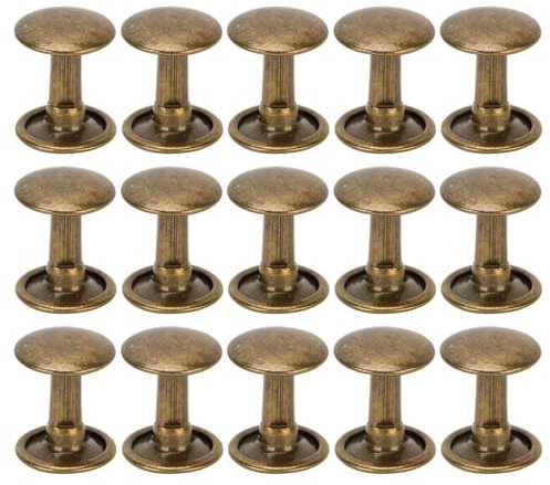 GRCFUMO 200 juegos de remaches de doble tapa, remache de tapa redonda, remaches de cuero de hierro para manualidades, para jeans, botones, zapatos, bolsas, ropa, 10 x 10 mm (bronce antiguo)