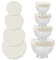 NICENEEDED 4 Pcs Linen Fabric Bowl Covers, Reusable Cloth Bowl Covers, Storage Covers Stretch Elastic Dish Covers Protectors Elasticated Bowl Caps for Fruits
