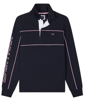 Eden Park Manches longues pour homme avec passepoil rose, broderie Eden Park, Bleu marine, M