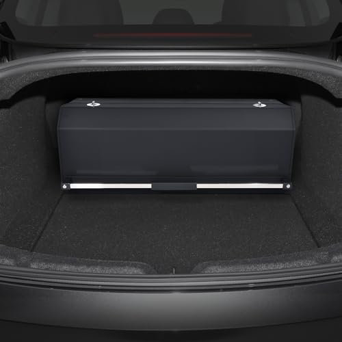 XCF Car Boot Organiser Storage Leather Sturdy Boot Organiser, with Lid and Push-pull Handle, Built in partition, 180 degrees Opening for Model 3, SUV, Truck, Sedan, Car Storage (78 * 29 * 31cm)