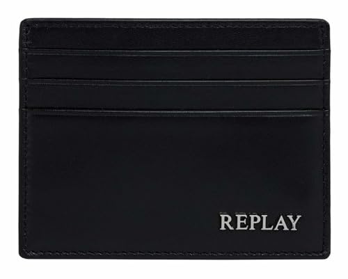 Replay Herren Portemonnaie Kartenetui, Silver Black 0094 (Schwarz), Einheitsgröße