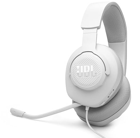 JBL Quantum 100M2 Casque de Jeu Filaire avec Micro omnidirectionnel Amovible avec Option muet et Coussinets en Mousse à mémoire de Forme recouverts de Tissu, Compatible avec Toutes Les Plateformes