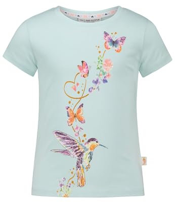 SALT AND PEPPER BY KIDS PARK Mädchen Colibri Glitterprint und Pailletten T-Shirt, Peppermint, 116 cm-122 cm
