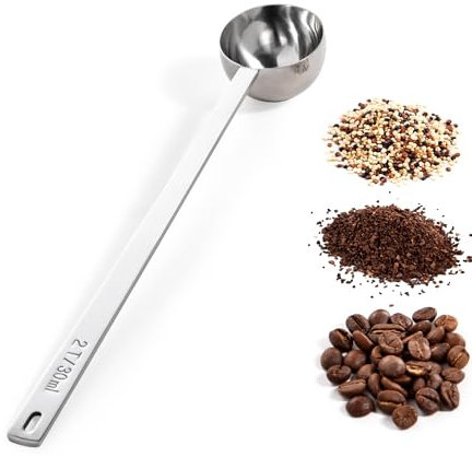 Doosu Coffee Scoop, 18/8 Stainless Steel Coffee Measuring Spoon 25.9 cm Extra Long Handled Tablespoon Scooper for Ground Coffee Beans, Espresso, Protein Powder, Tea (30ml, Silver)