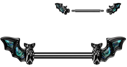 Pain-is-Art Brustwarzenpiercing BAT WINGS - 316L Chirurgenstahl in schwarz - Nipple Shield