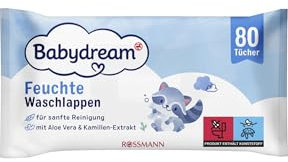 Baby Feuchte Waschlappen 2X 80 Tücher, mit Aloe Vera und Kamille