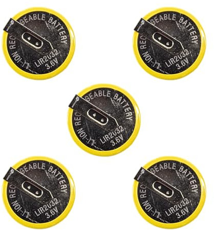 SIMPLETEK - 5 piles rechargeables LIR2032 Li-Ion bouton à souder avec connecteurs à 90° 3.6V Compatible avec BMW Télécommande E39 E46 E49 E60 E90 M3 M5 X3 320 330 (5 pièces)