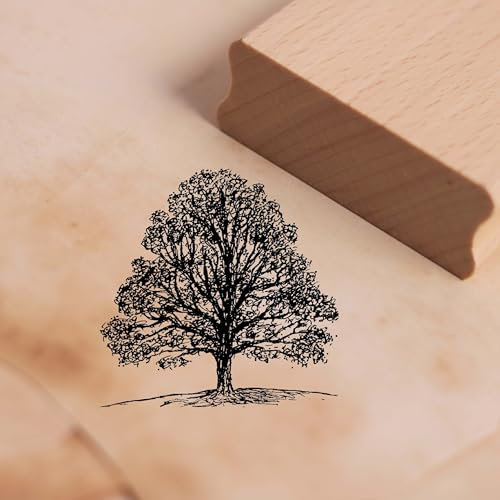 Dekolando Motivstempel Linde Stempel Holzstempel Baum Lindenbaum Scrapbooking Stempeln - Abdruck 48 x 48 mm