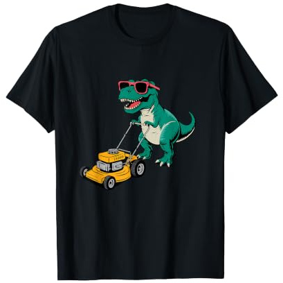 Lustiger Rasenmäher T-Rex Traktor Mähen für Kinder Dinosaurier T-Shirt