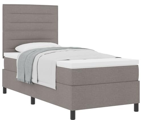 vidaXL Boxspringbett mit Matratze Grau Stoff 80X200 cm Modern Polsterung Für Schlafzimmer Innengebrauch Erwachsene Einzel Schlaflösung Möbel mit Reißverschluss Auflage Schoner