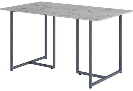 Vicco Esstisch Merido, Grau/Marmor-Weiß, 140 x 80 cm