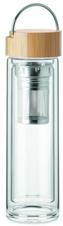 PromotionGift - Bottiglia di vetro doppia parete 400ml - Trasparente