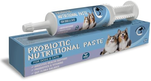 Probiotic & Prebiotic Paste for Dogs & Cats – Digestive Support, Firm Stools, Gut Soothing Formula with Enzymes, Fibre, Colostrum – Fast Relief for Loose Stool (60 ml)