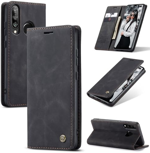 Ottcooed Handyhülle für Huawei P30 Lite Hülle, Premium Leder Flip Case, Magnet Klappbar Klapphülle Tasche, Standfunktion Kartenfach Wallet Schutzhülle für Huawei P30 Lite, Schwarz
