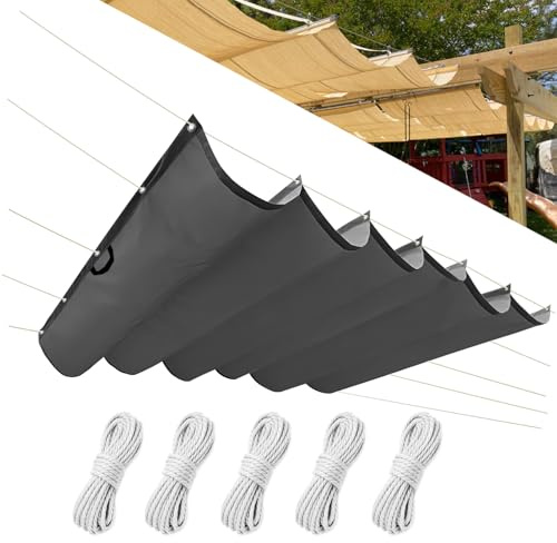 Sonnensegel einziehbares, 2x3M, HDPE Sonnenschutz Pergola Ersatz Schattenabdeckung, Sonnenschutz Wasserdicht Outdoor Pergola UV-beständig Markise, Verstellbar Sonnen-Segel für Garten, Dunkelgrau