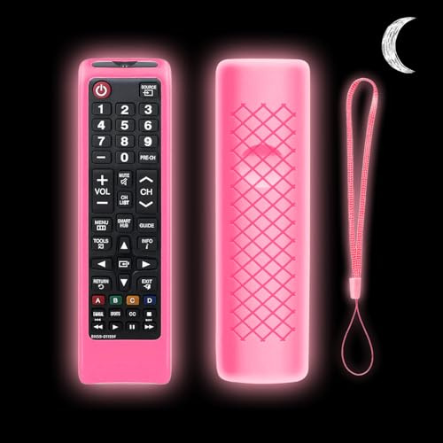 Remote Cover Case for Samsung TV Remote, Cover for Samsung Remote Control for Smart TV Universal, Anti Slip Shockproof Remote Cover Case with Lanyard-Pink