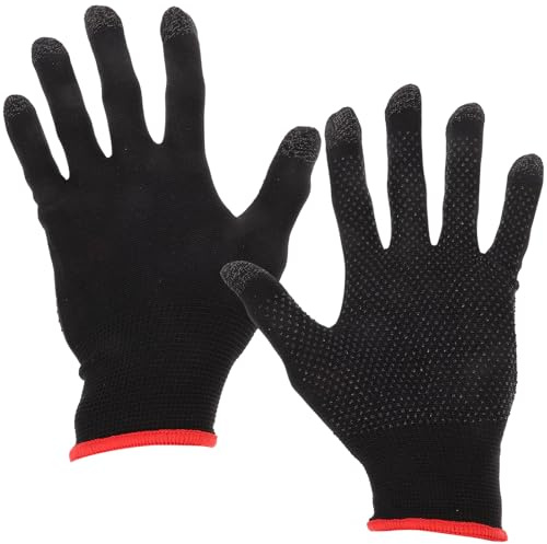 HOMOCONO 1 Pair Breathable Anti-sweat Finger Gaming Gloves for Mobile Gaming with Touch Screen Compatibility and Skin-friendly Silver Fiber Material in Black