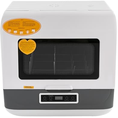 ZHDPYHDD Mini lavastoviglie portatile per piano di lavoro, 4-6 coperti con 3 programmi (55-65 °C) e funzione di lavaggio della frutta, autoportante, bianca, in cucina/camper