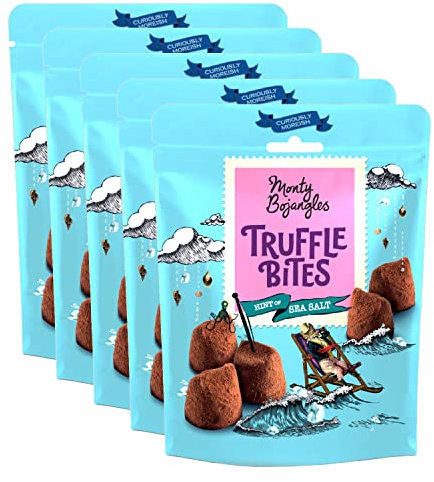 Monty Bojangles Chocolate Truffle Bites with a Hint of Sea Salt | Luxurious Chocolate Snack Pack Bundle, 5 x 100g
