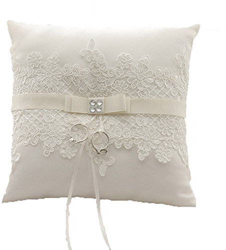 Unbekannt Ringkissen Weiß Hochzeitsaccessoires Kissen für Eheringe Ringe Hochzeit Accessoires
