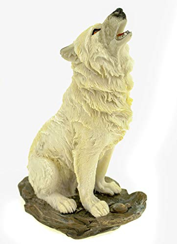 Vogler 816-9752 Figur sitzender weißer Wolf heult 20 cm Tierfigur
