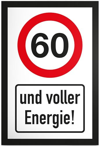 DankeDir! 60 Jahre Voller Energie Schild - Geschenk 60. Geburtstag Geschenkidee Geburtstagsgeschenk Sechzigsten Geburtstagsdeko Partydeko Party Zubehör Geburtstagskarte