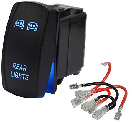 XJMOTO Interruttore a bilanciere universale laser blu chiaro 5 pin 20 A 12 V compatibile con ATV UTV Polaris RZR Ranger Can-AM Commander Maverick X3 SUV Jeep Truck