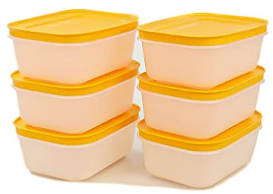 TUPPERWARE Gefrier-Behälter 450 ml weiß-orange Eis-Kristall (6) Eiskristall