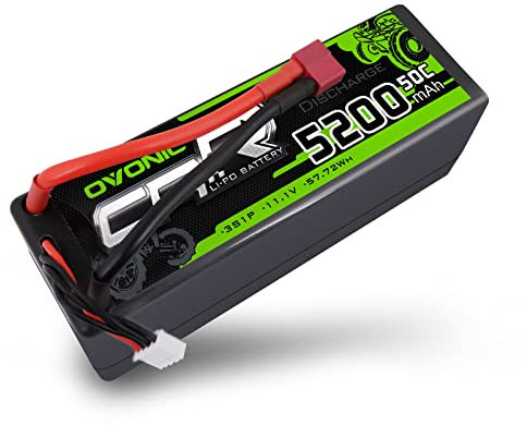 OVONIC 3S Lipo Batterie 50C 5200mAh 11.1V Lipo Batterie Hardcase avec Dean Style T Connecteur pour 1/8 ou 1/10 RC Voiture RC Avion RC Hélicoptère RC Bateau