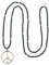 KELITCH Classic Peace Anhänger Halskette Love Hippie Frosted Crystal Beaded Halsketten (Matt-schwarz)