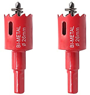 Utoolmart Lot de 2 scies-cloches bimétalliques M42 de 26 mm de diamètre avec manche triangulaire en acier rapide avec ouvre-dents pour métal, acier, aluminium, bois, rouge
