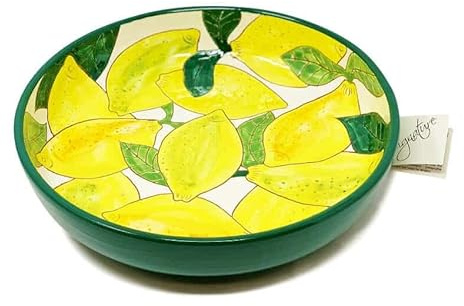 Verano Spanish Ceramics Signature Hand Painted Lemons Home Décor Decorative Food Sharing Serving Food Fruit Salad Bowls Dishes - 27cm